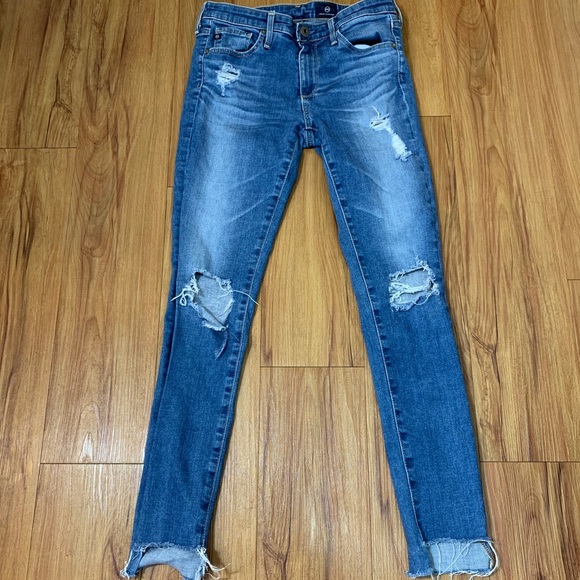 AG The Middi Ankle Distressed Raw Hem Jeans - Picture 2 of 16